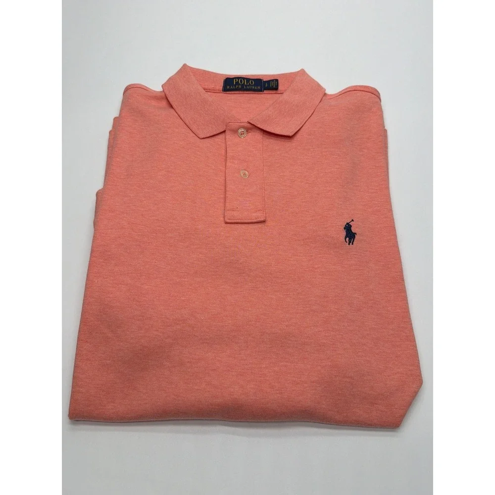 Polo Ralph Lauren Mens Large Heather Orange Short Sleeve Cotton Polo Shirt Large